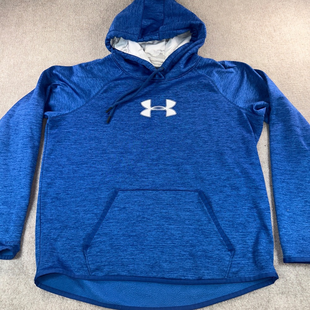 Under Armour Storm1 Hoodie Mens Large Blue Heathered Pullover Sweatshirt 6368